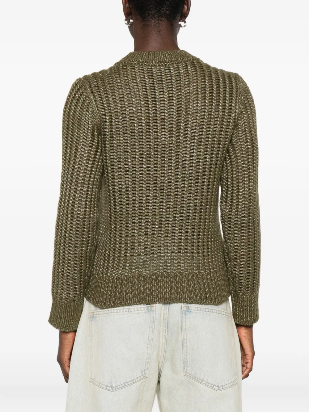 Peserico Open-knit Crew-neck Sweater In Green