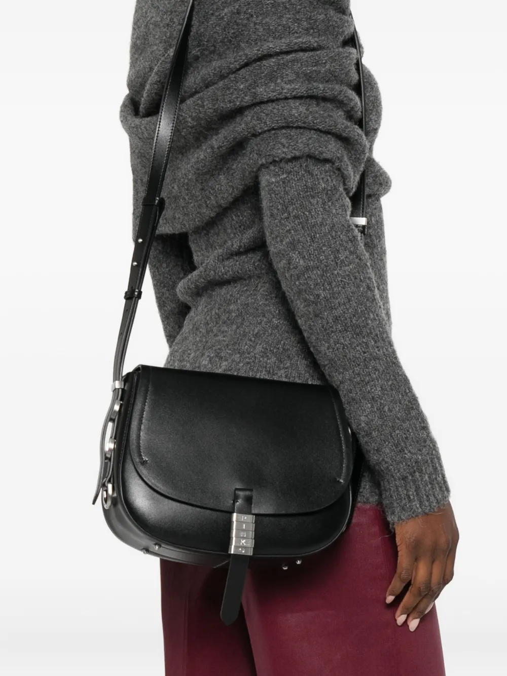 PINKO Leren crossbodytas Zwart