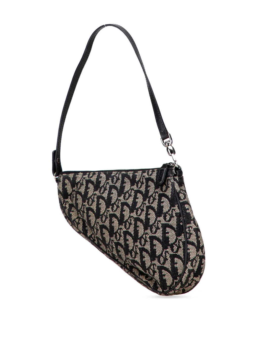 Pre-owned Dior 2003 Mini Issimo Canvas Saddle Pochette Shoulder Bag In Black