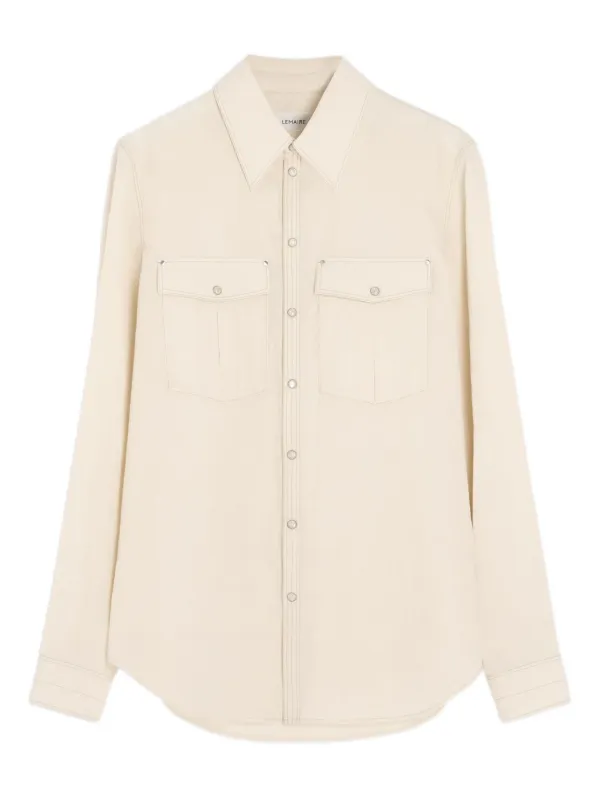 Lemaire Chest-pocket Long-sleeve Shirt in Neutrals