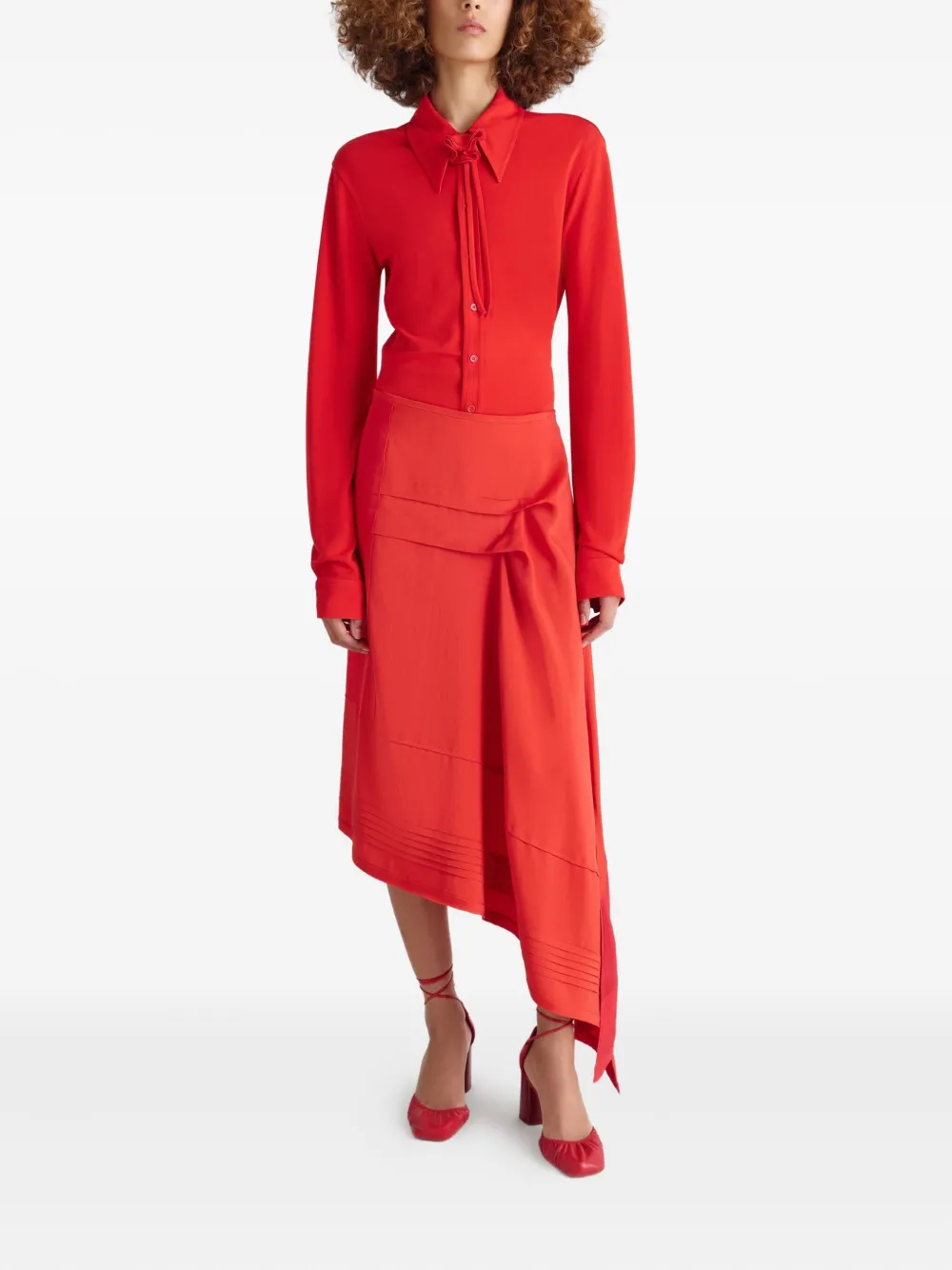 LEMAIRE Blouse met lange mouwen en koord bij de hals - Rood