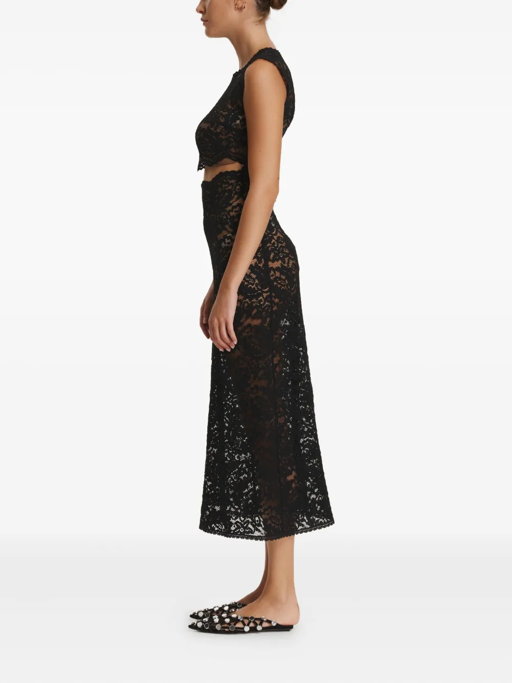 PNK lace midi dress - Zwart