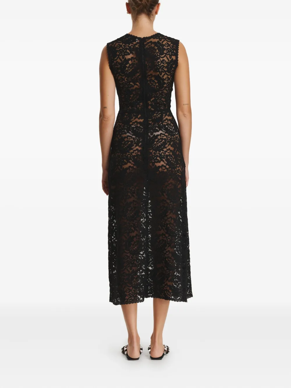 Pnk Lace Midi Dress In Black