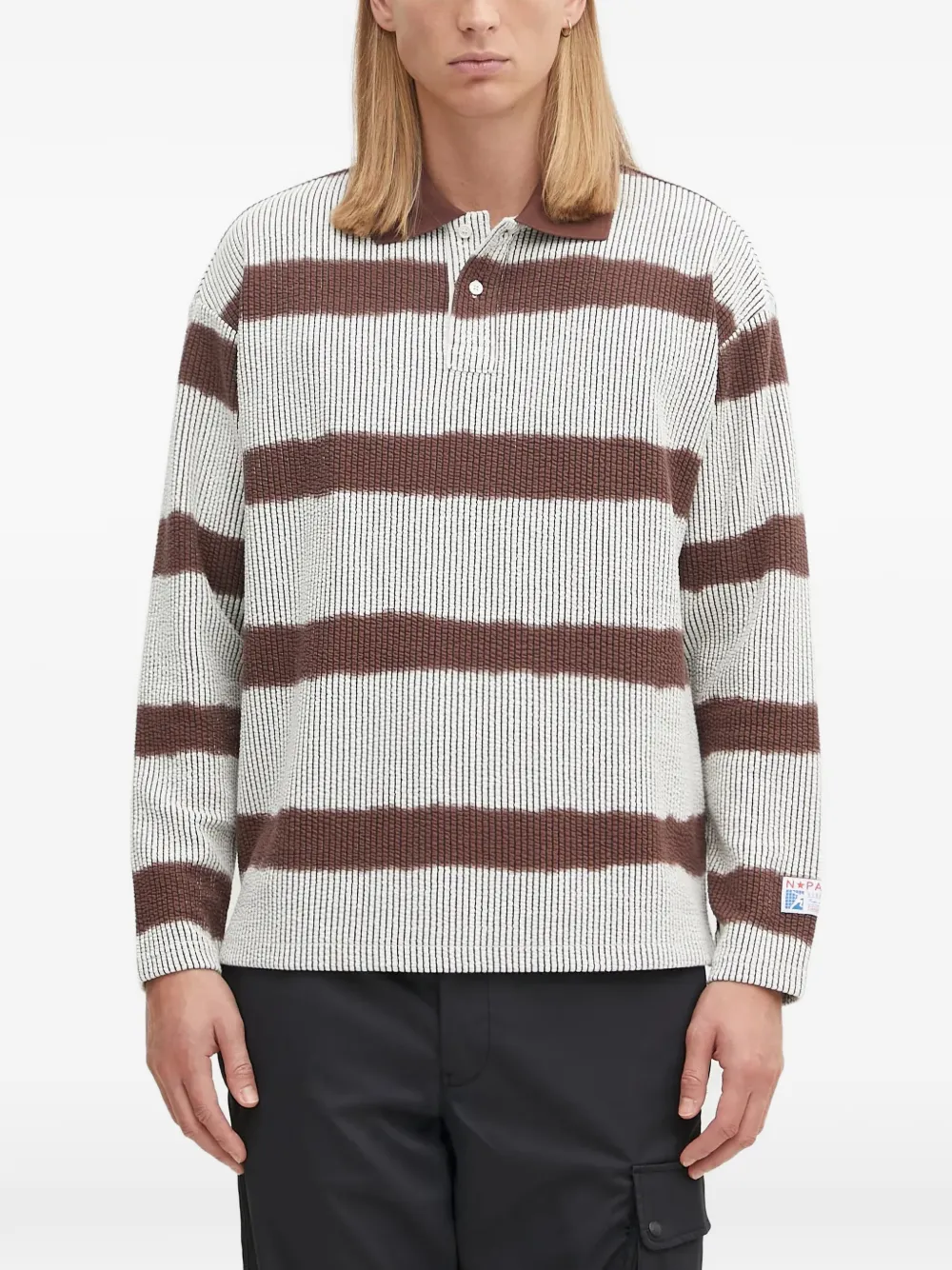 Napapijri x Martine Rose striped long-sleeve polo shirt - Weiß
