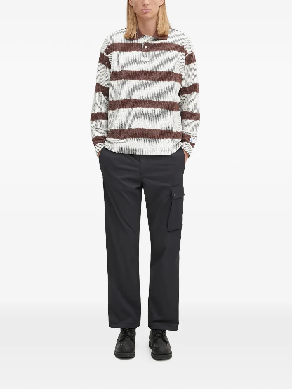 Napapijri x Martine Rose gestreept poloshirt met lange mouwen - Wit