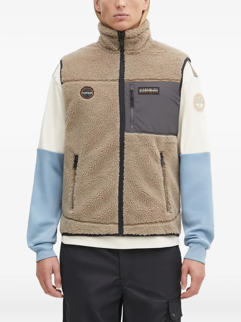 Napapijri Yupik V zip mock-neck vest - Neutrals