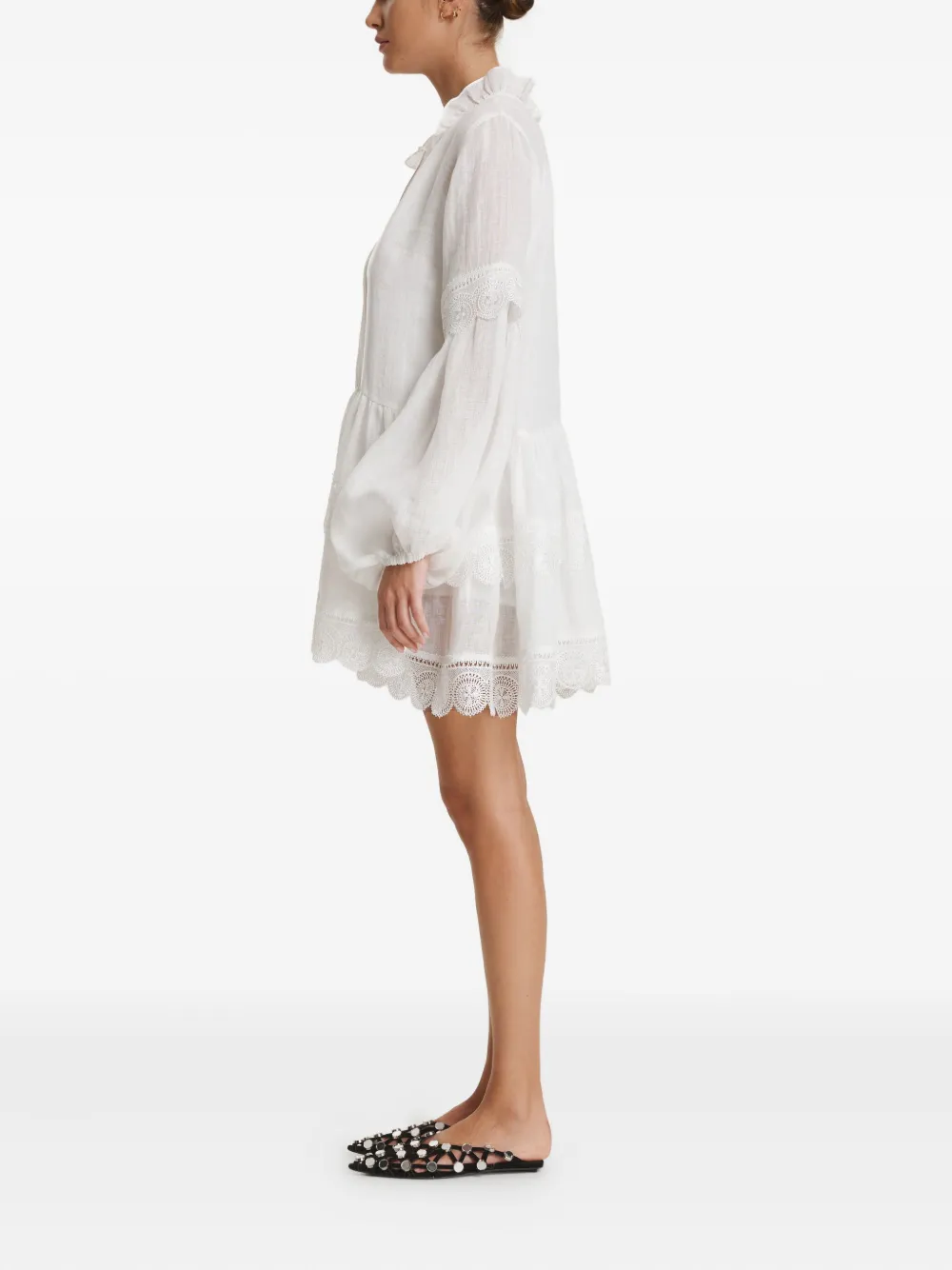 PNK lace-tiered mini dress - Wit