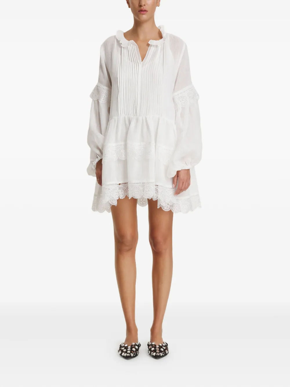 PNK lace-tiered mini dress - Bianco