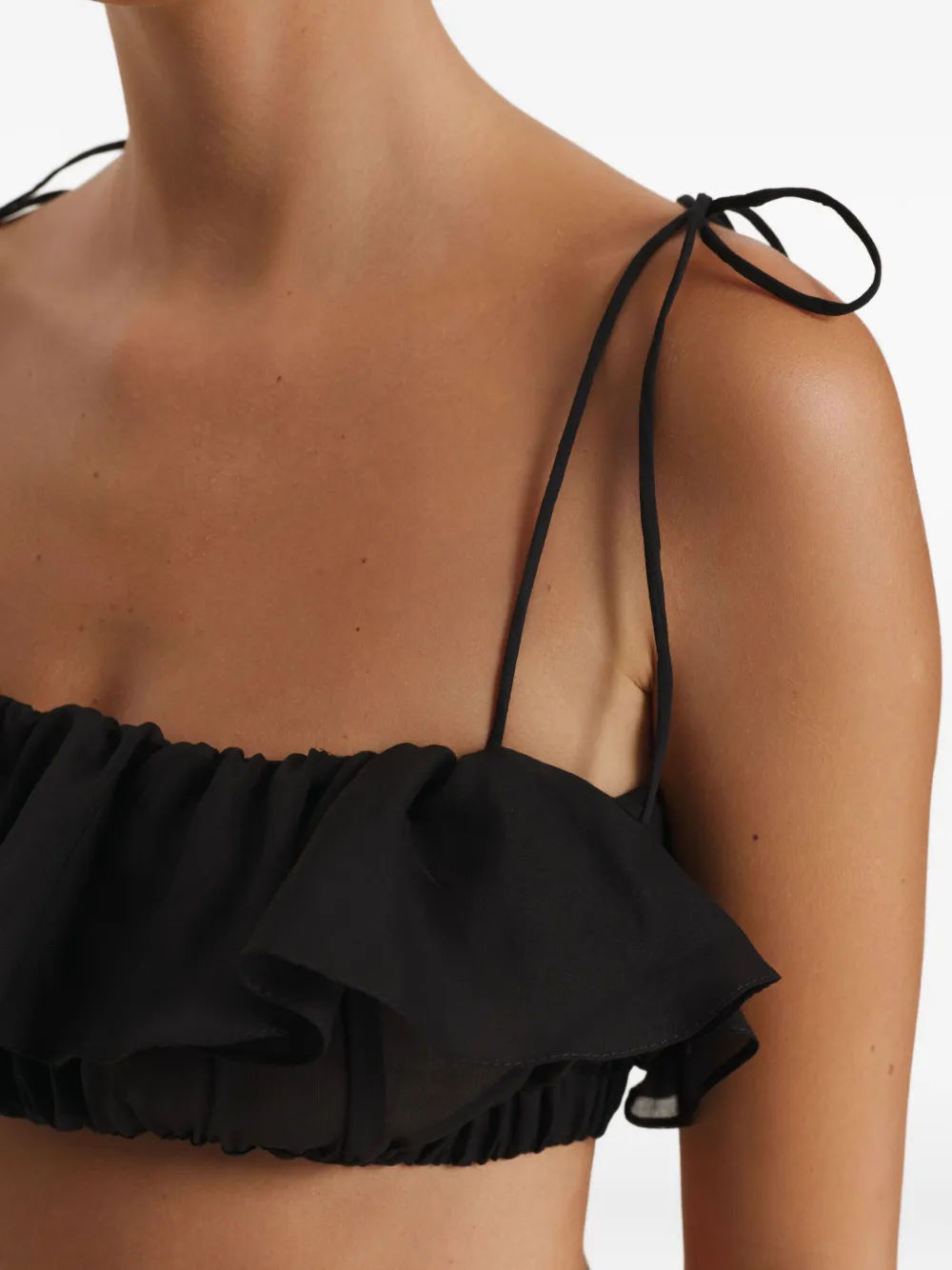 Pnk Ruffled Tie-strap Top In Black