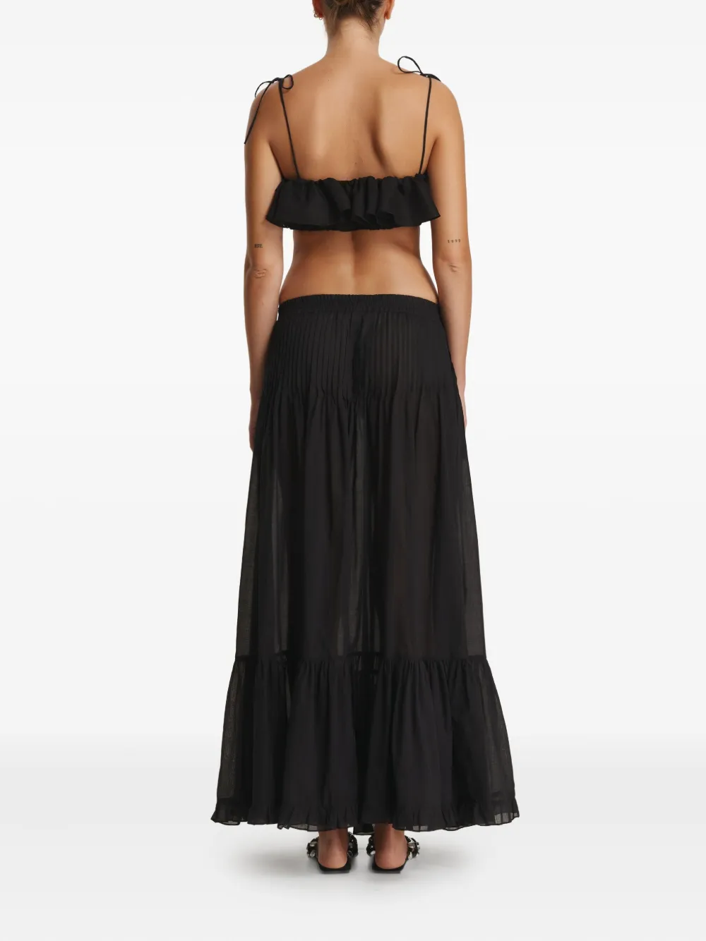 Pnk Ruffled Tie-strap Top In Black