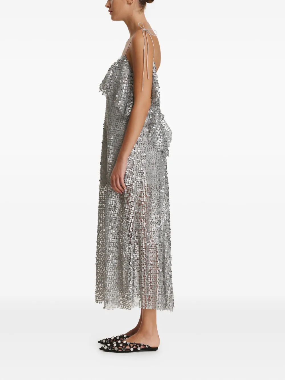 PNK sequin ruffled midi dress - Grijs