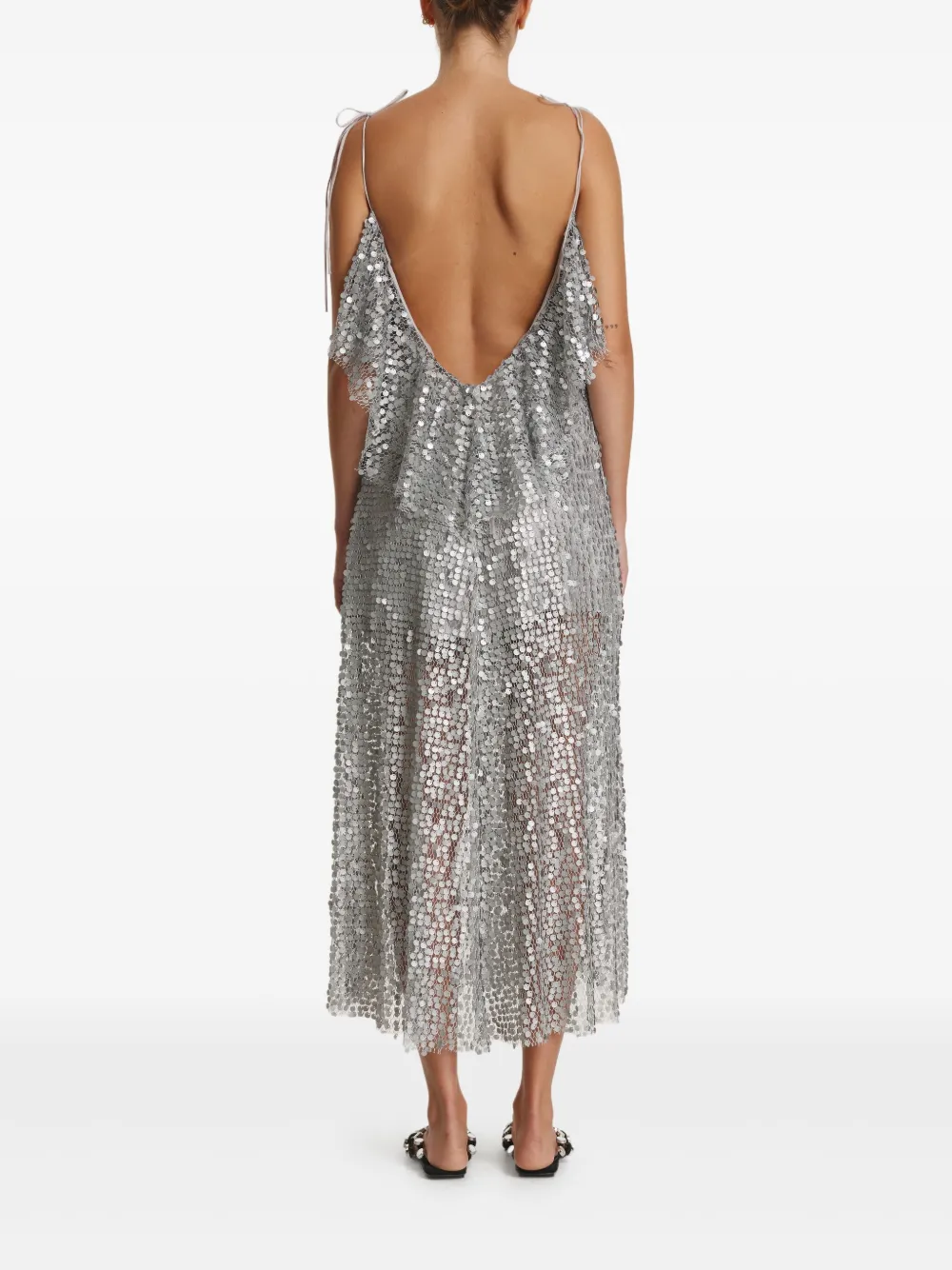  Pnk Sequin Ruffled Midi Dress - Grey 