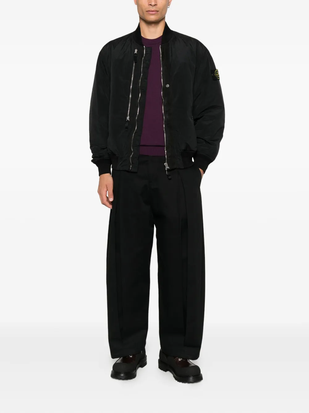 Stone Island Compass-badge Bomber Jacket In Black