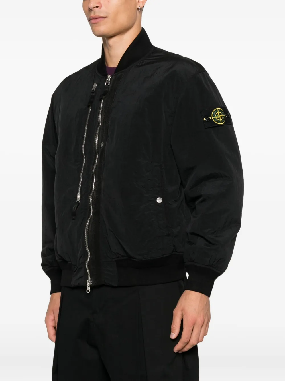 Stone Island Compass-badge Bomber Jacket In Black