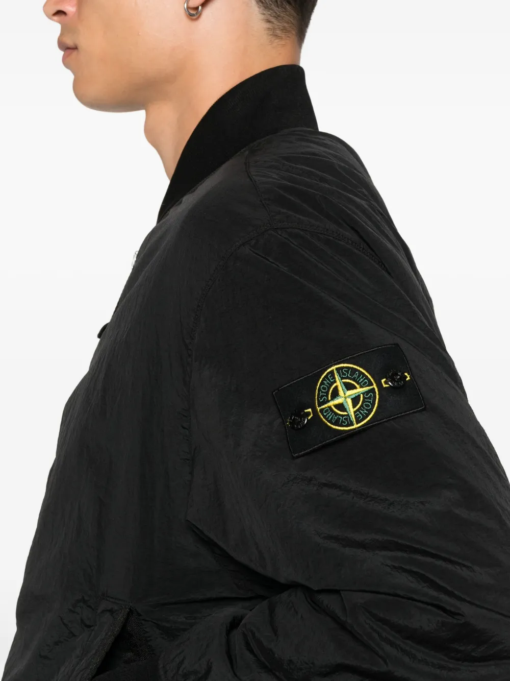 Stone Island Compass-badge Bomber Jacket In Black