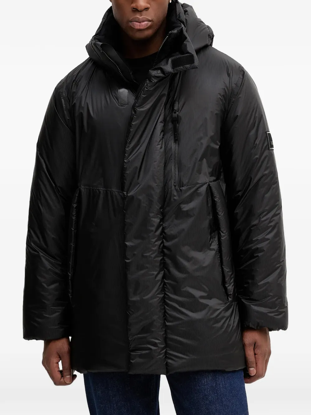 Rains 17240 Torna Insulated hooded panelled jacket - Nero