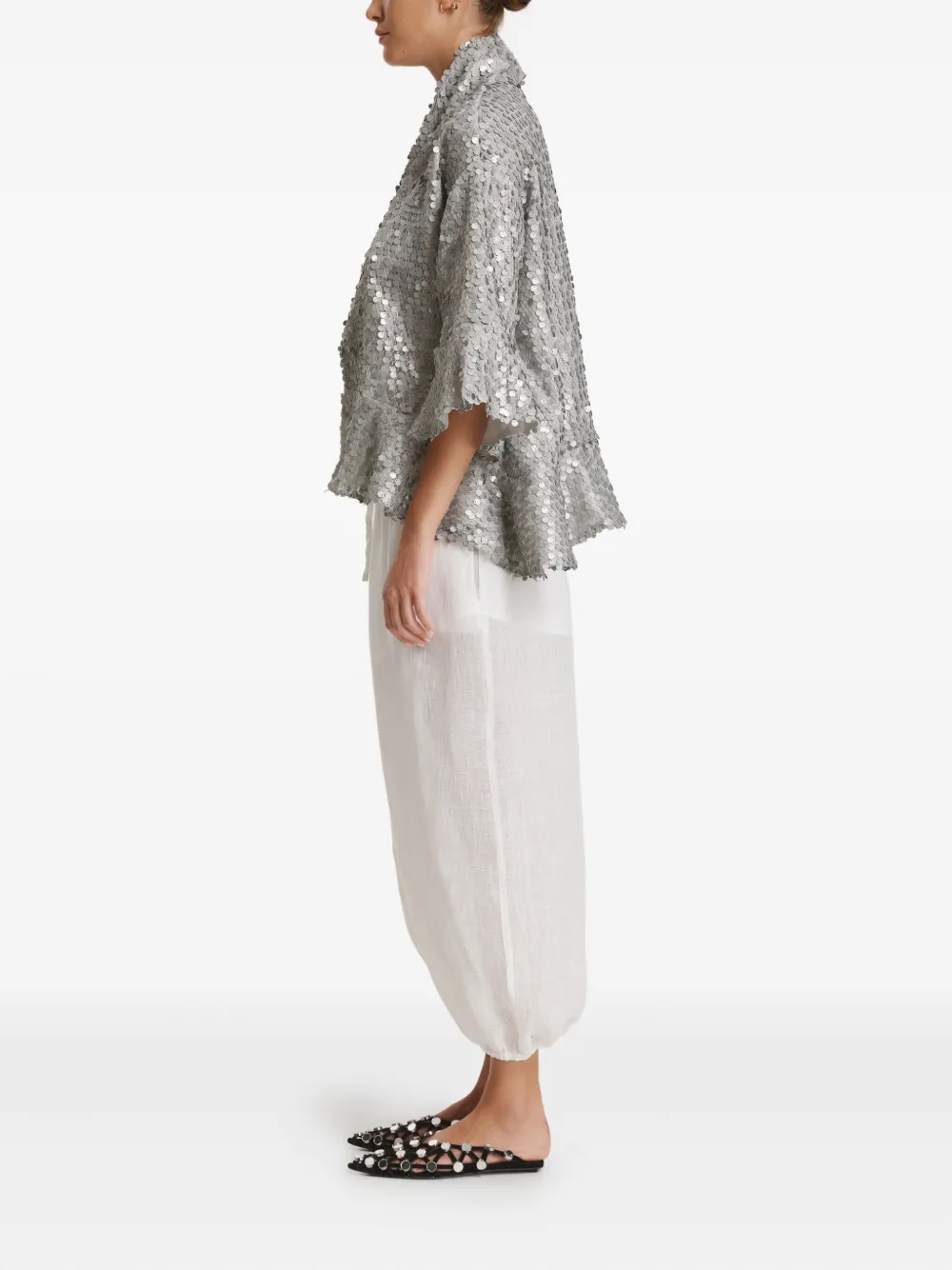 PNK sequin ruffled top - Grijs