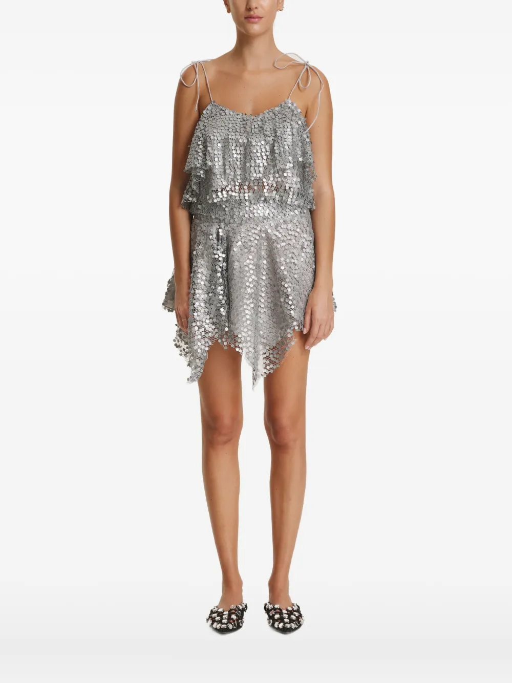 PNK sequin ruffled top | Grey | Image 1