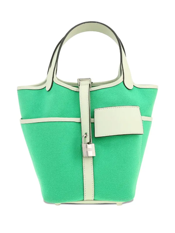 Hermès Pre-owned 2023 Picotin Canvas Bucket Bag in Green