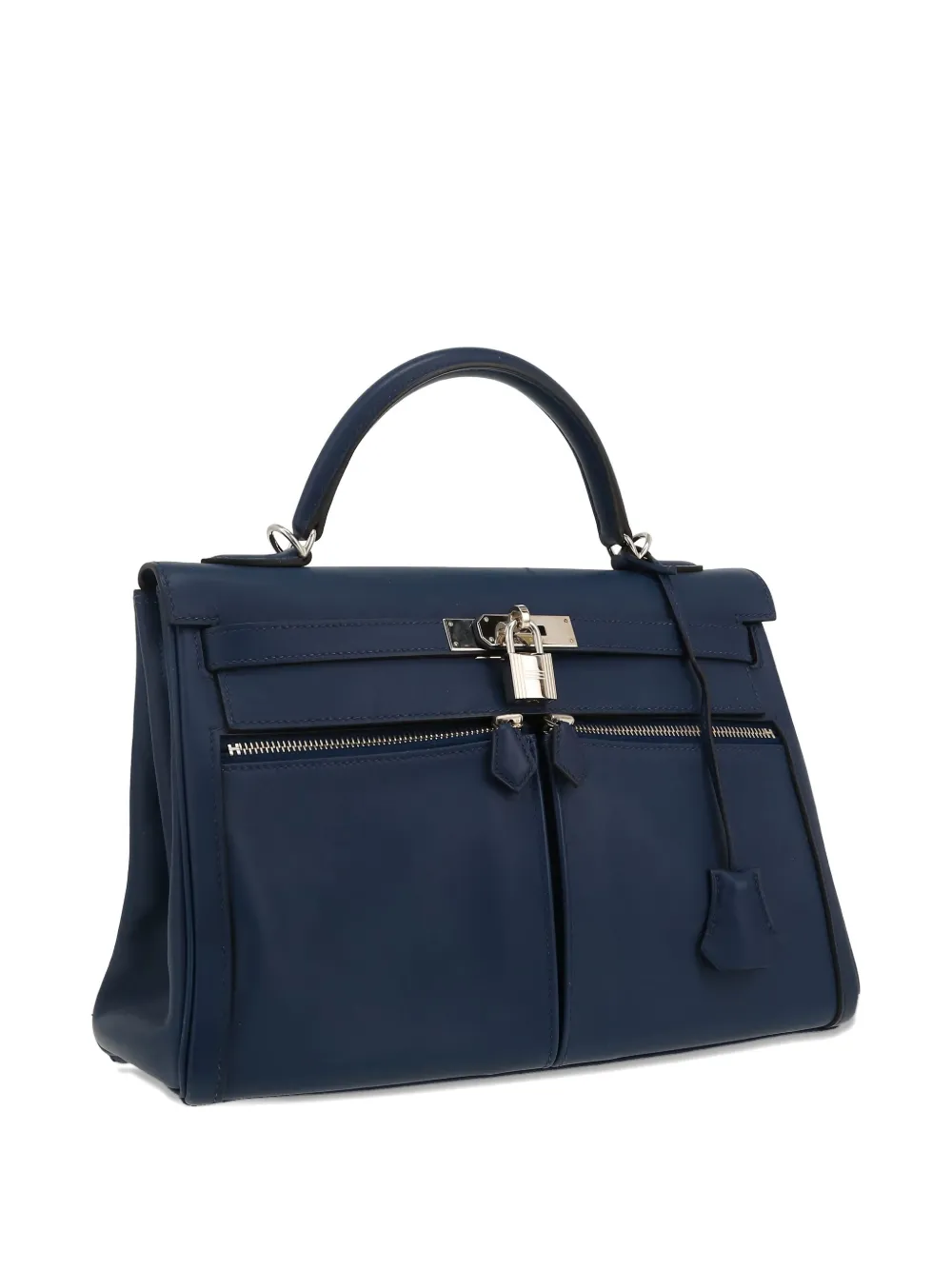 Pre-owned Hermes 2010 Kelly Lakis Tote Bag In Blue