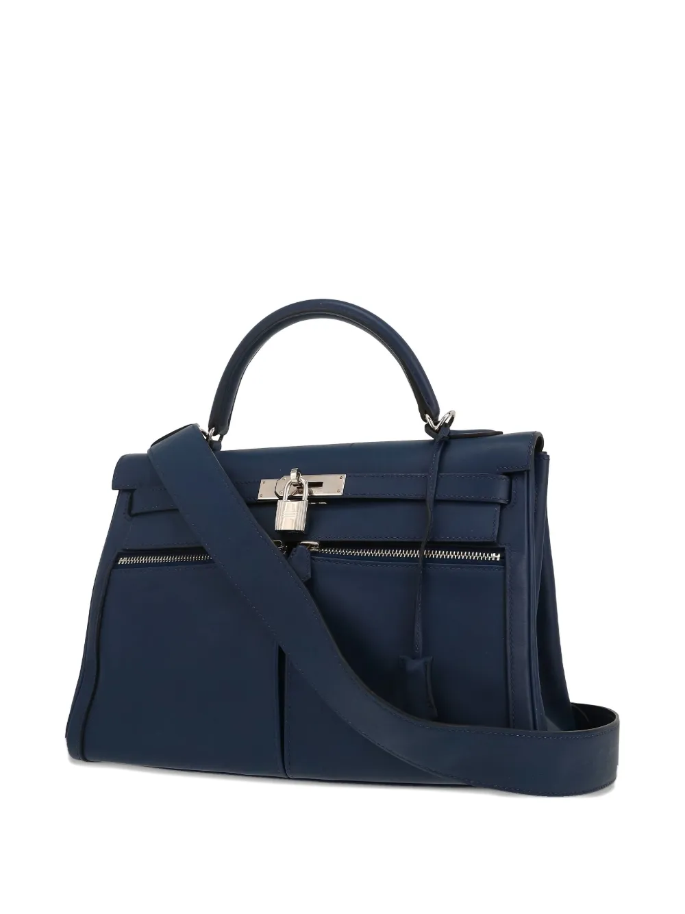 Pre-owned Hermes 2010 Kelly Lakis Tote Bag In Blue