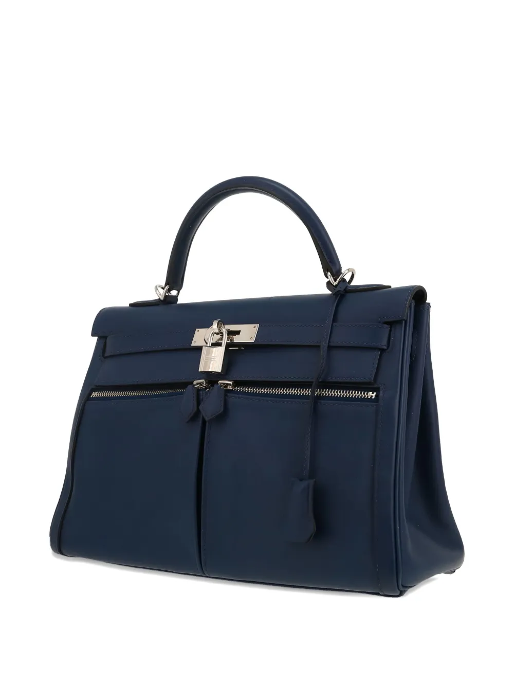 Pre-owned Hermes 2010 Kelly Lakis Tote Bag In Blue