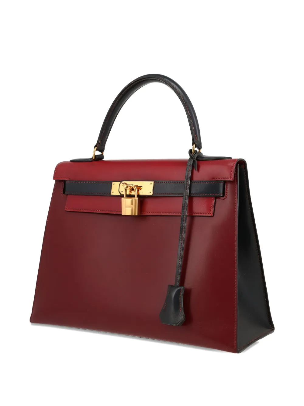 Pre-owned Hermes 1988 Kelly 28 Leather Tote Bag In Red