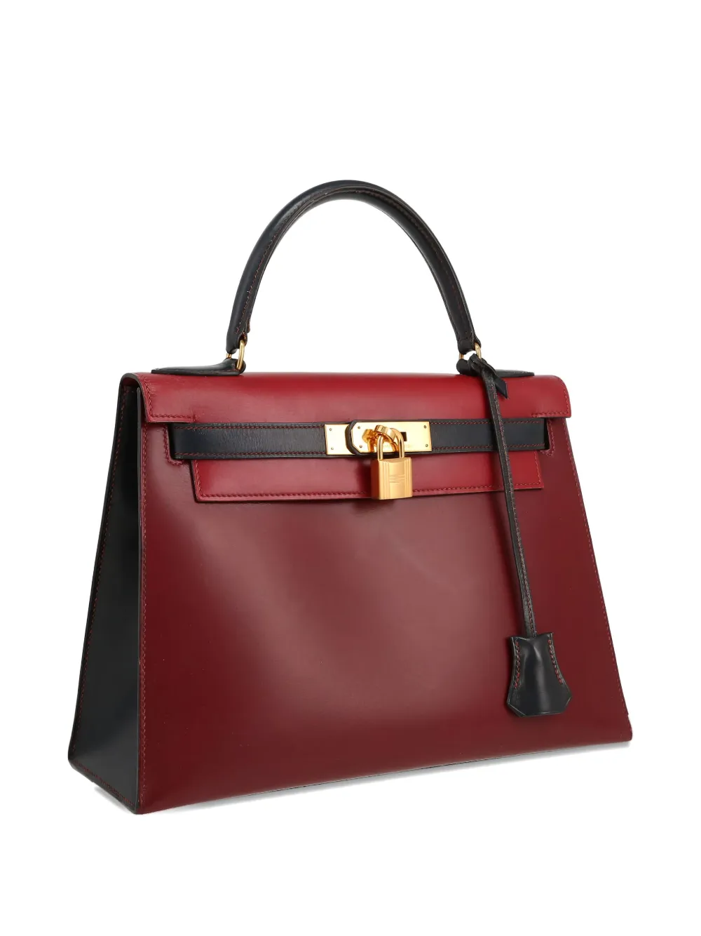 Pre-owned Hermes 1988 Kelly 28 Leather Tote Bag In Red