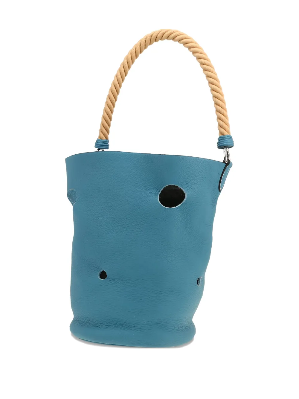 Pre-owned Hermes 2007 Mangeoire Leather Bucket Bag In Blue