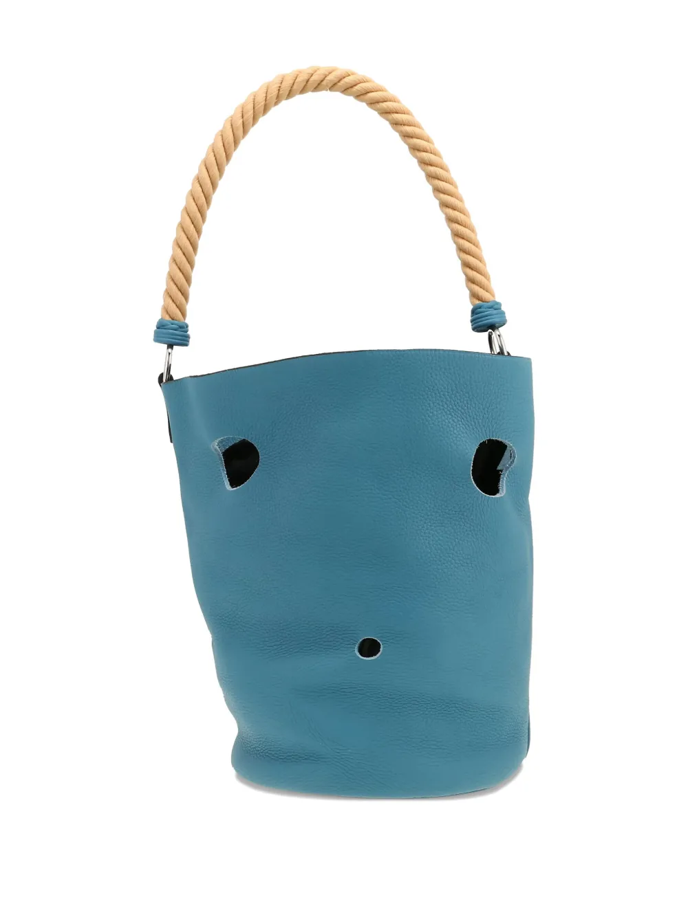 Pre-owned Hermes 2007 Mangeoire Leather Bucket Bag In Blue