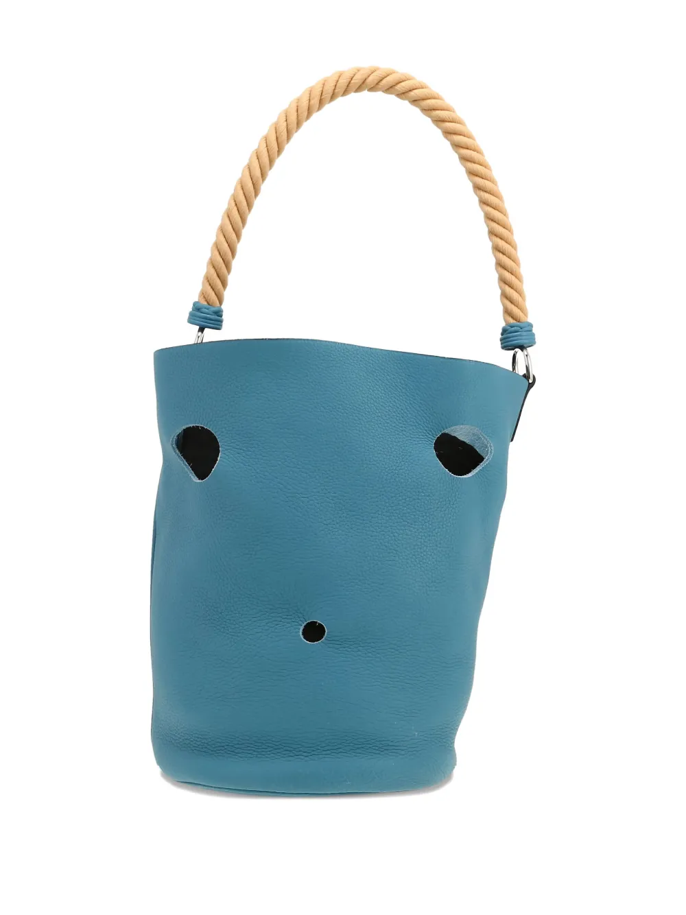Pre-owned Hermes 2007 Mangeoire Leather Bucket Bag In Blue