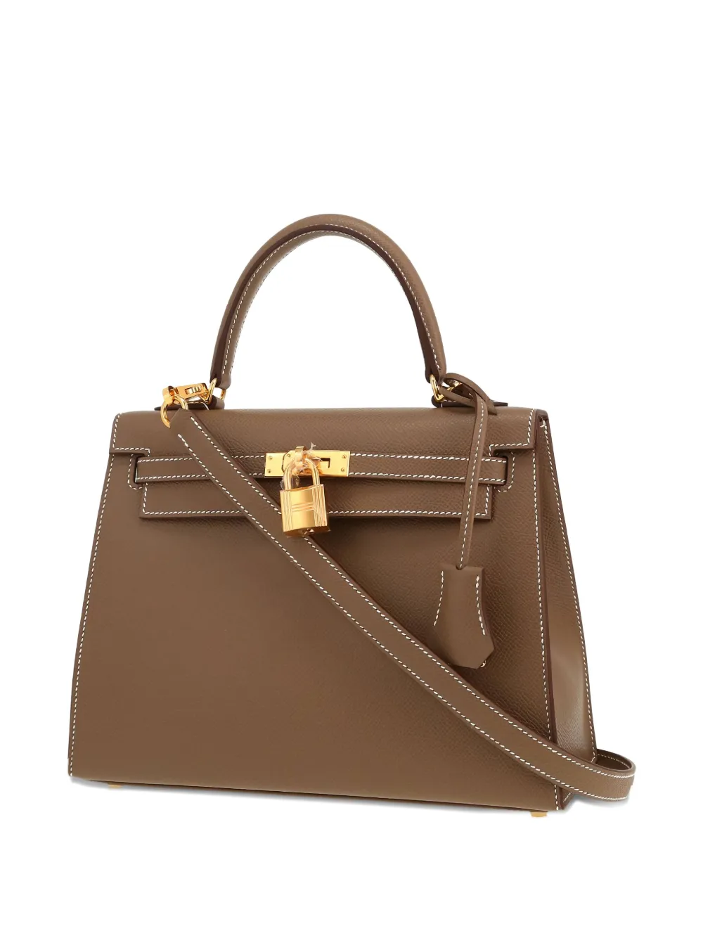 Pre-owned Hermes 2025 Kelly 25 Leather Tote Bag In Brown