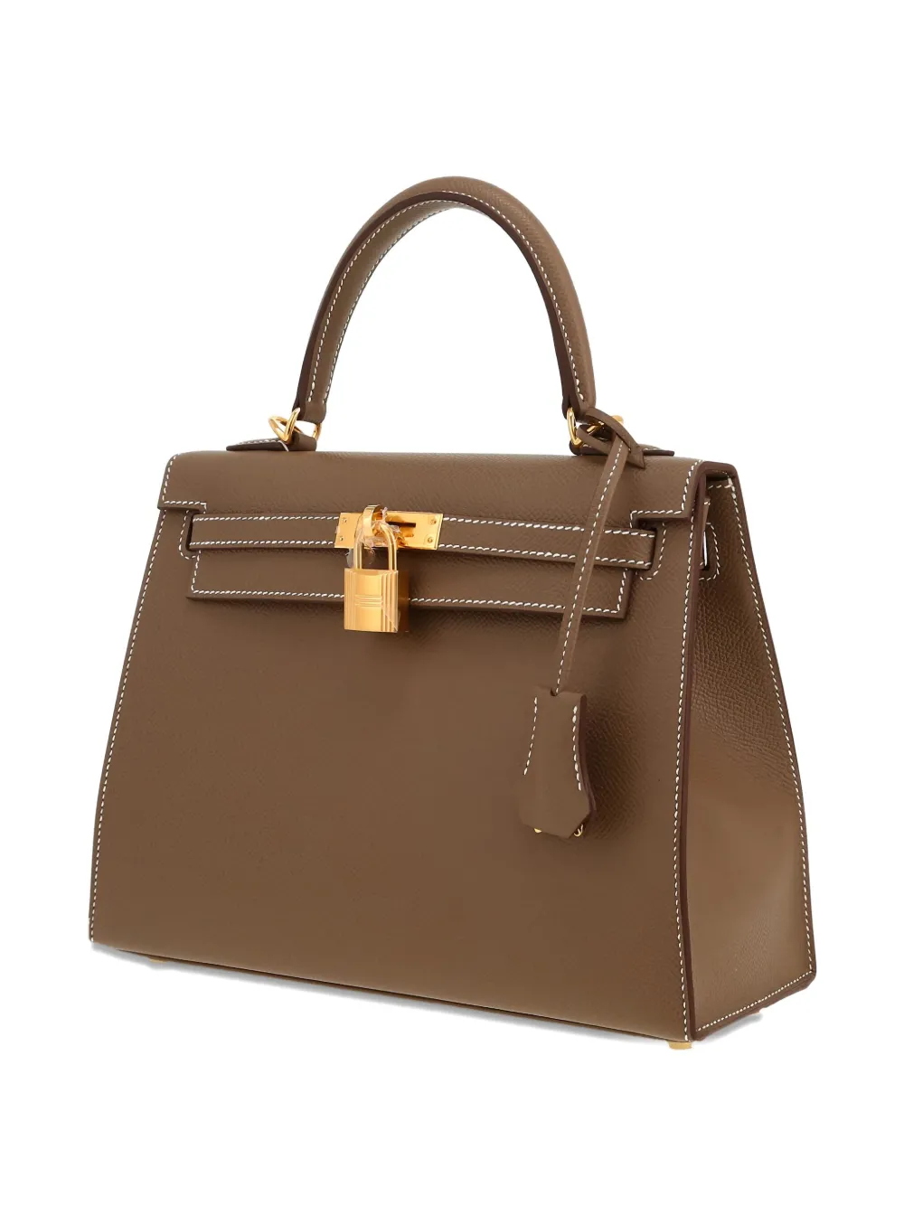 Pre-owned Hermes 2025 Kelly 25 Leather Tote Bag In Brown