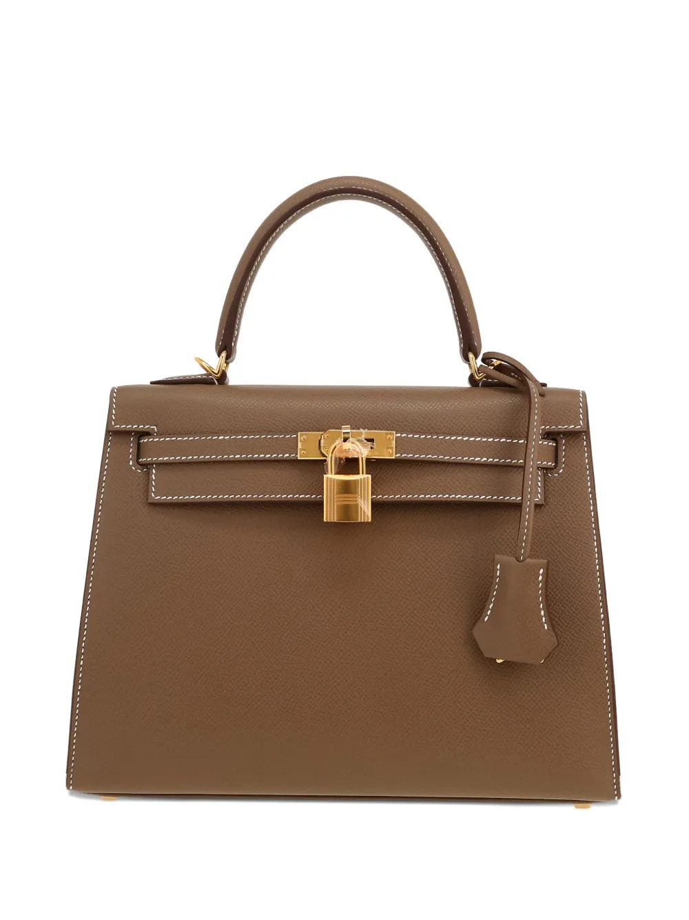 Pre-owned Hermes 2025 Kelly 25 Leather Tote Bag In Brown