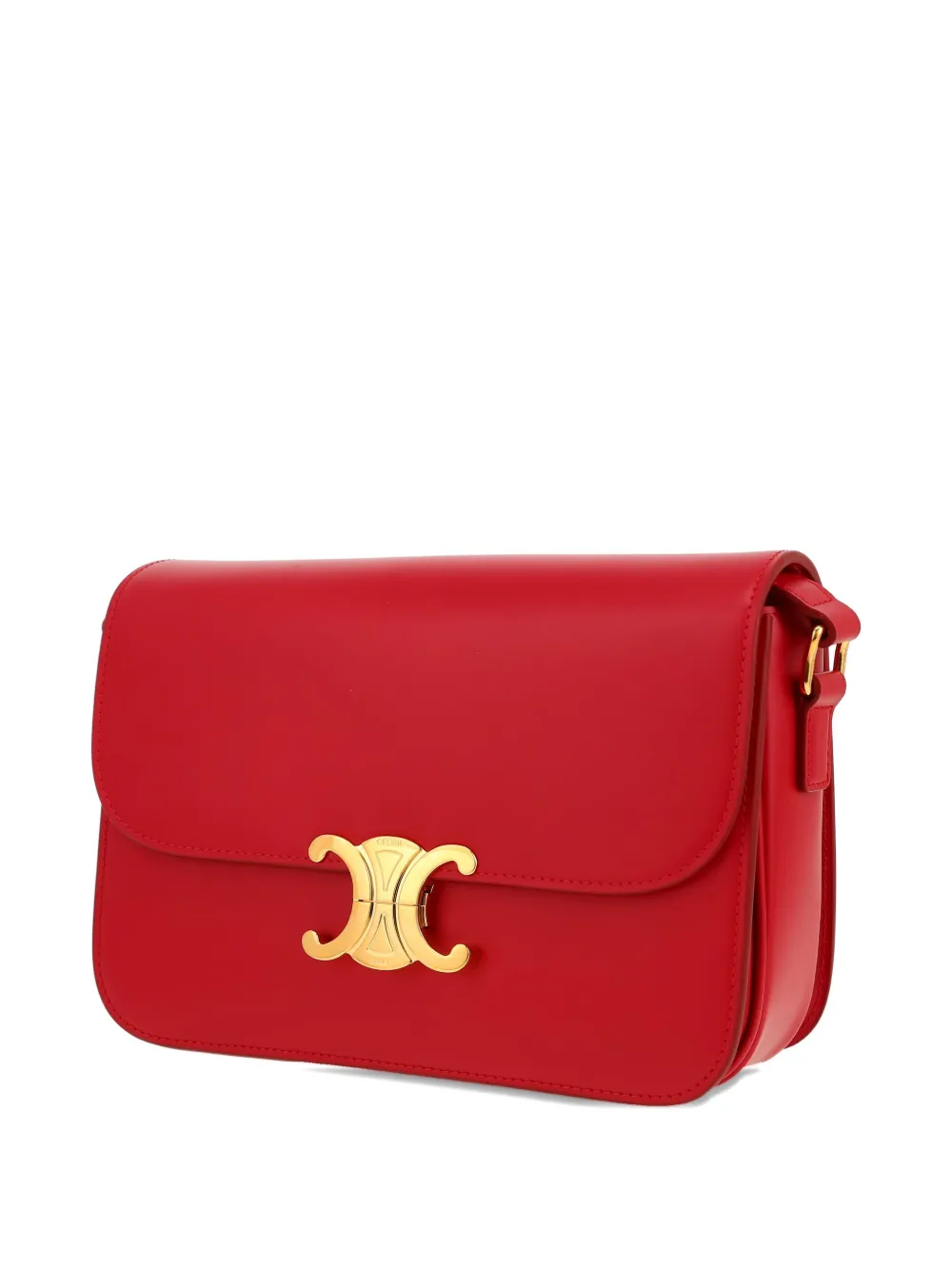 Pre-owned Celine 2020s Medium Triomphe Adjustable-stap Leather Shoulder Bag In Red