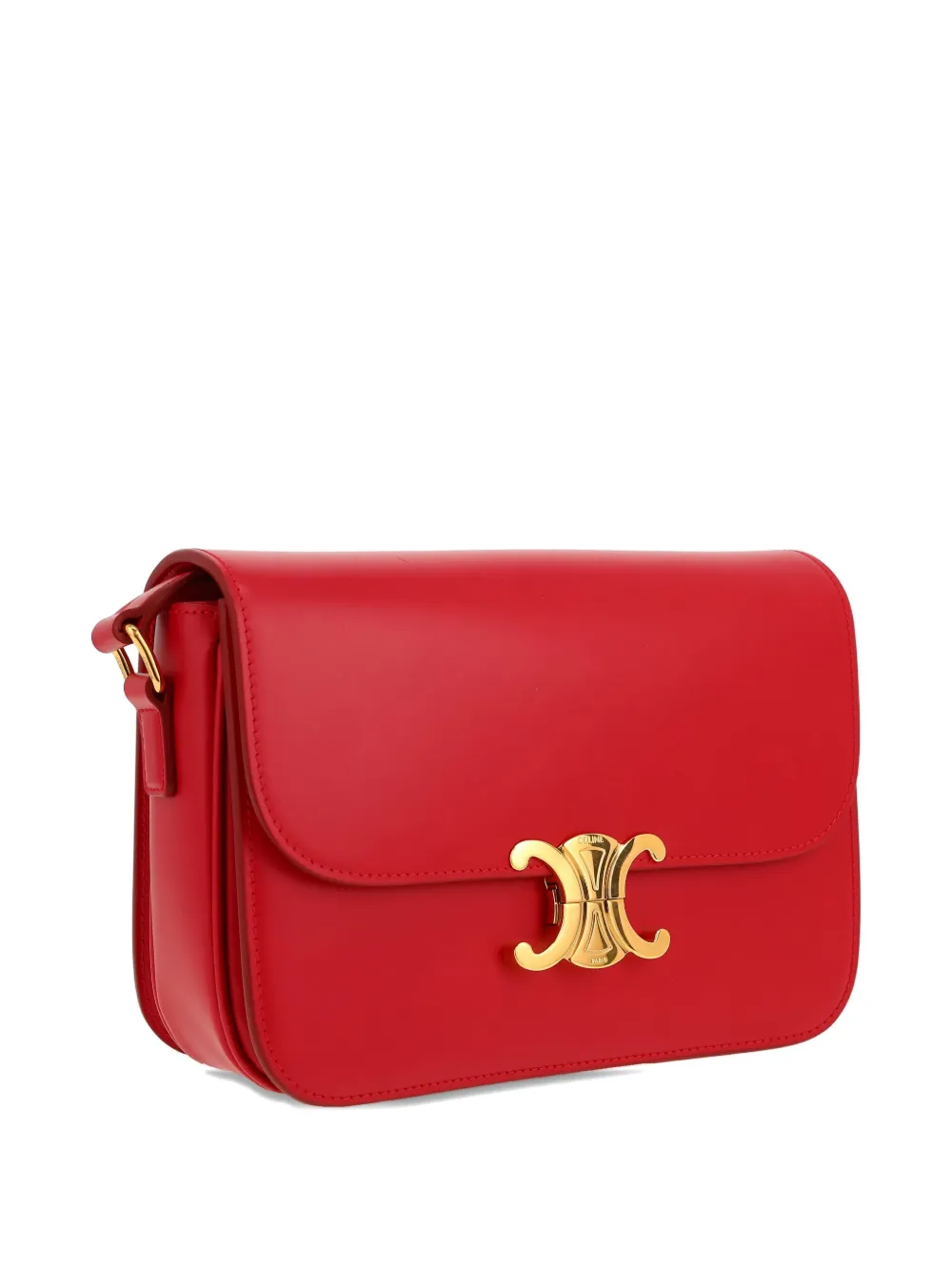 Pre-owned Celine 2020s Medium Triomphe Adjustable-stap Leather Shoulder Bag In Red