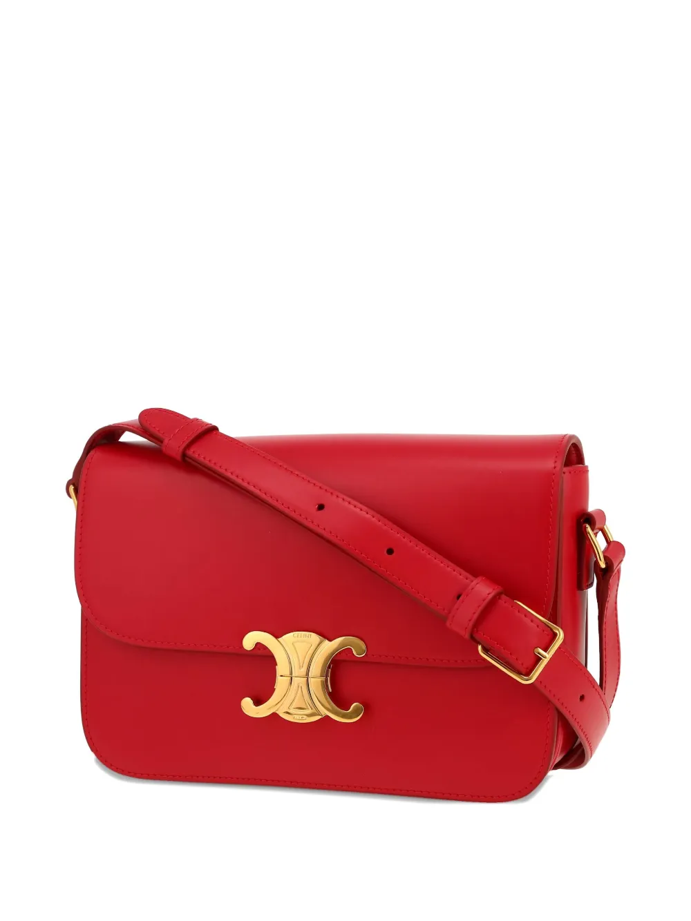 Pre-owned Celine 2020s Medium Triomphe Adjustable-stap Leather Shoulder Bag In Red