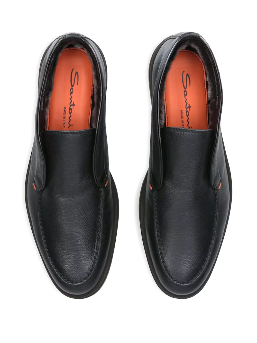Santoni Leren loafers Zwart