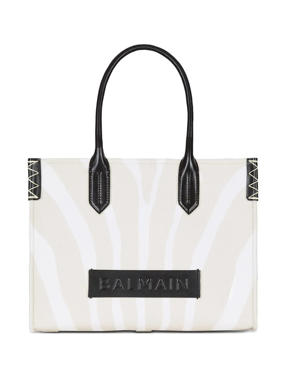 Balmain Medium Logo-patch Tote Bag In Neutral