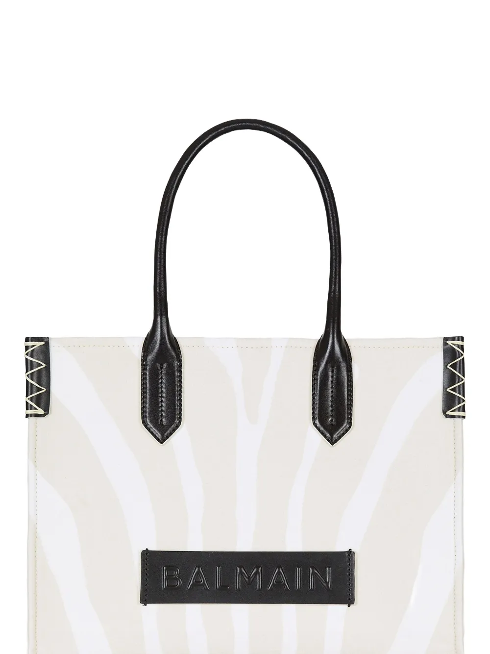 Balmain medium logo-patch tote bag - Wit