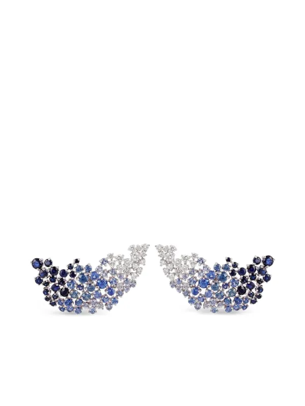 Ananya 18K White Gold Sapphire Ombre Earrings in Silver