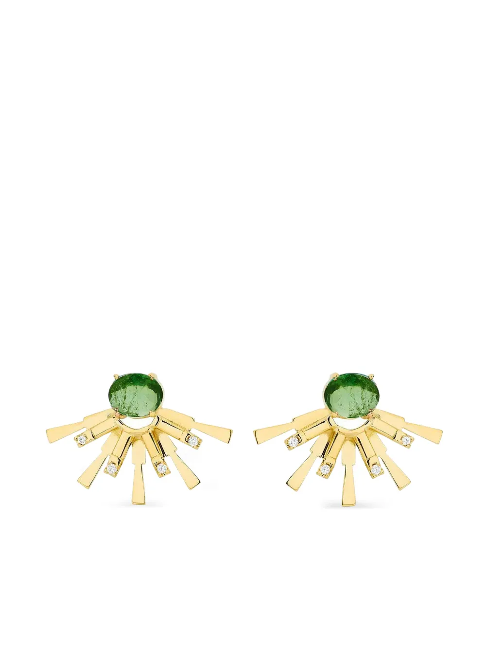 Carol Kauffmann 18k Yellow Gold Valentim Tourmaline And Diamond Earrings In Multi