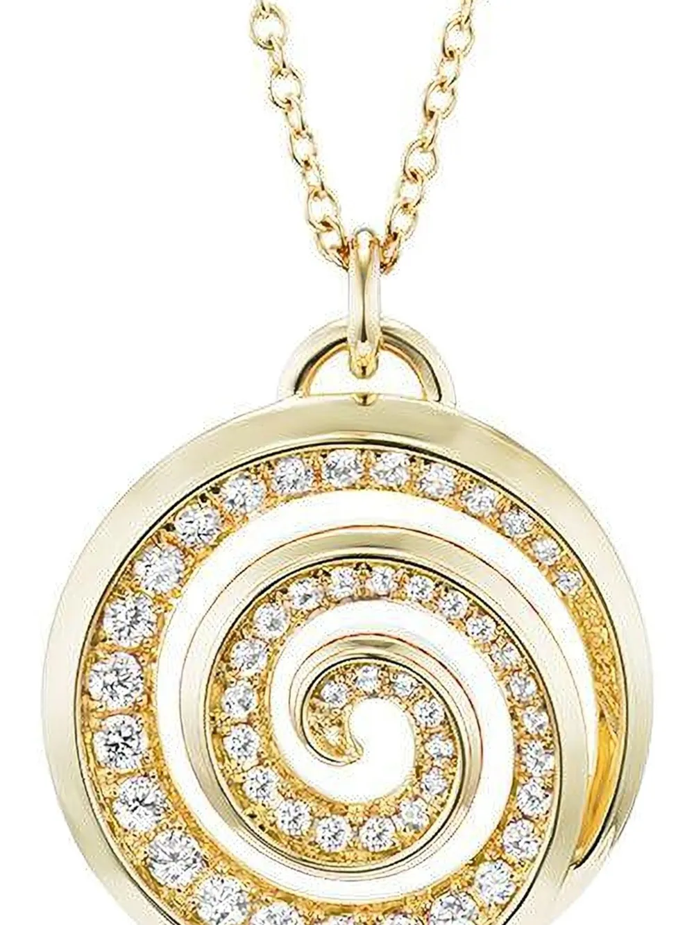 18k Yellow Gold Spiral Diamond Necklace