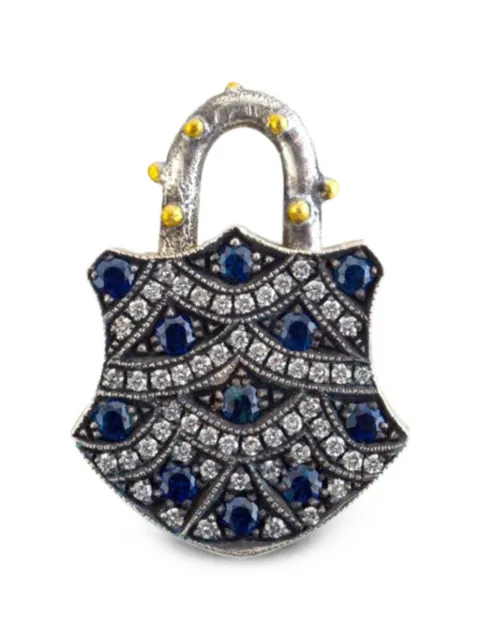 Sevan Bıçakçı 24K yellow gold and sterling silver sapphire padlock pendant