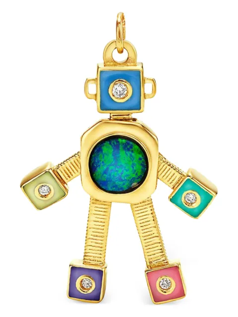 Van Robot 18K yellow gold Galaxy Heart Robot pendant