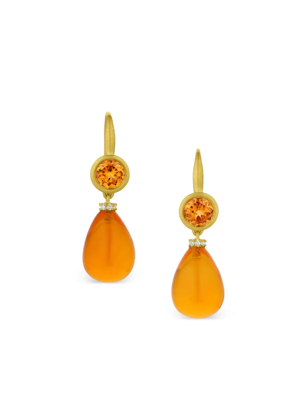 Leigh Maxwell 18k Yellow Gold Multi-stone Earrings In Orange