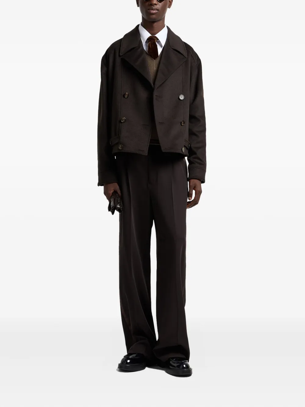 Emporio Armani Double-breasted Button Jacket In Brown