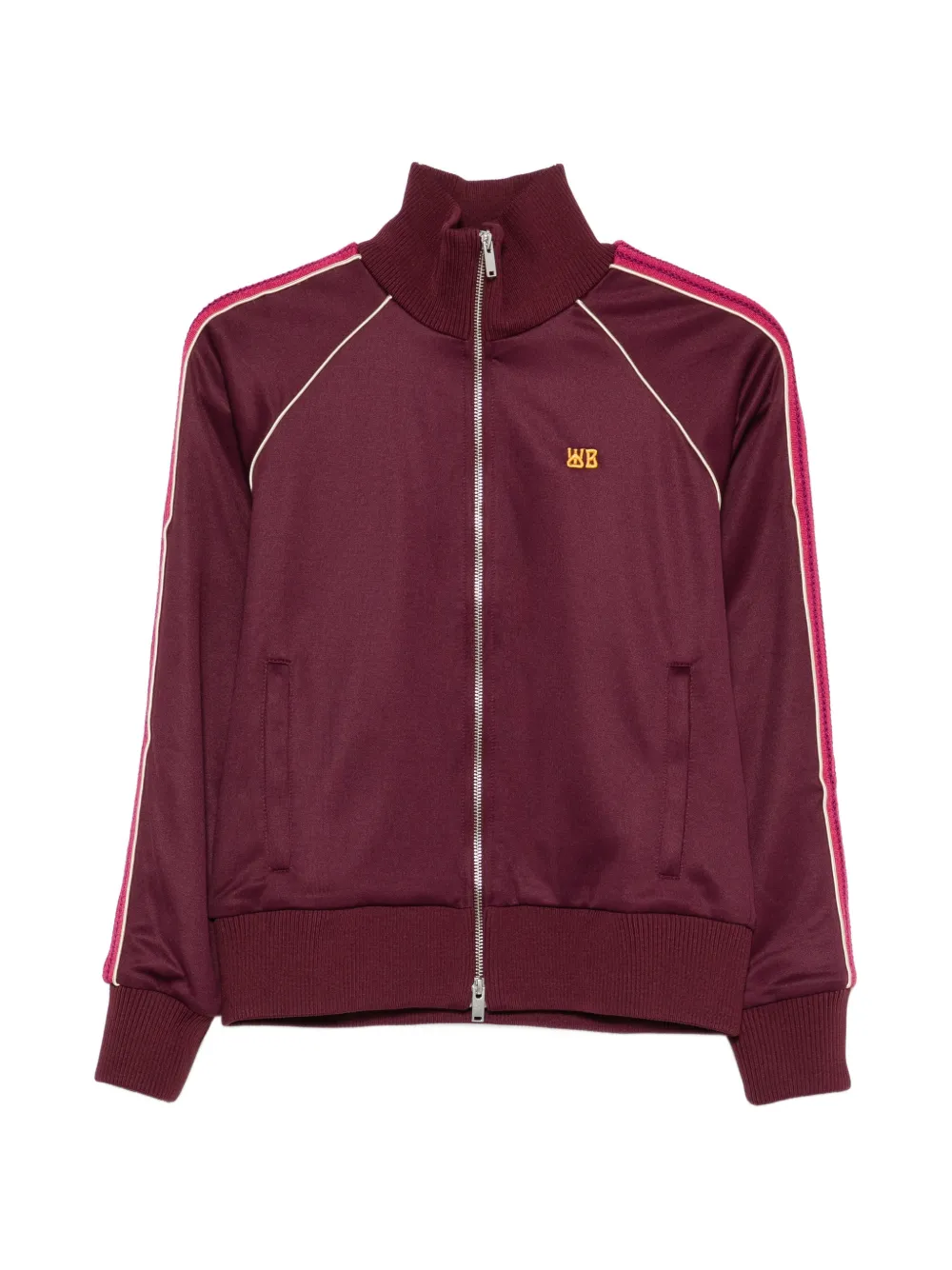 Wales Bonner striped-panel zip-up track top - Rosso