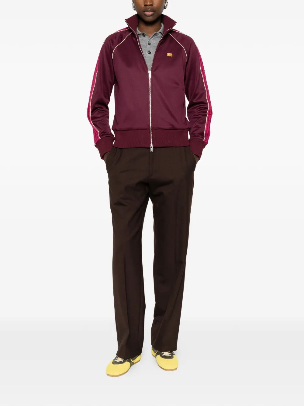  Wales Bonner Striped-panel Zip-up Track Top - Red 