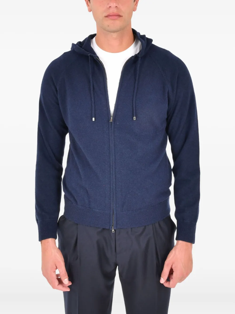 Herno Zip-up Cashmere Hoodie In Blue
